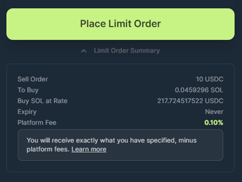 Trigger Order Summary